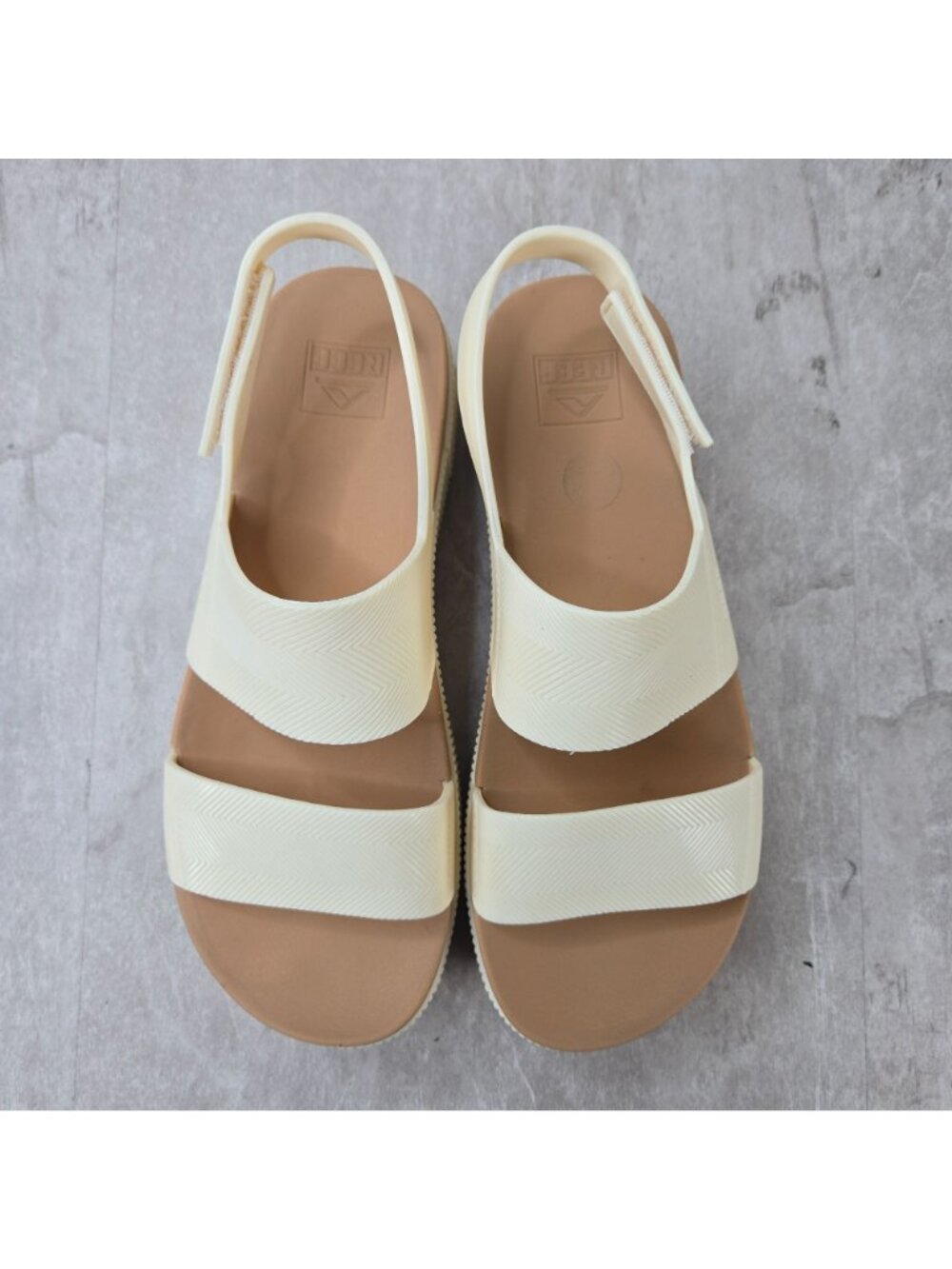 Reef Platform Sandal 10 Cream White Open Toe Chunky Summer Beach Slingback Wedge - Picture 2 of 12